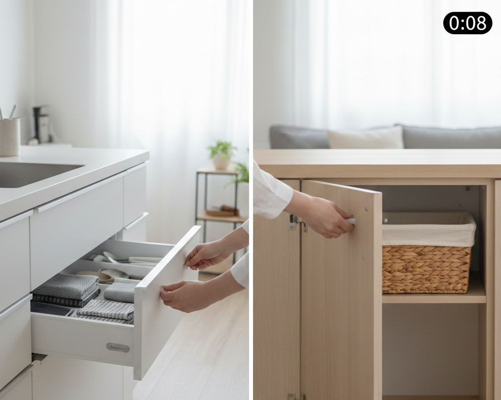 ワンアクションで出し入れできる引き出し収納｜片付けやすい家づくりの工夫