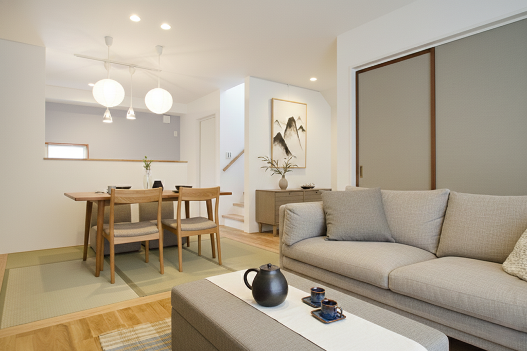 杉並区のマンションリノベーション｜余白を活かしたジャパンディスタイルのシンプルなリビング