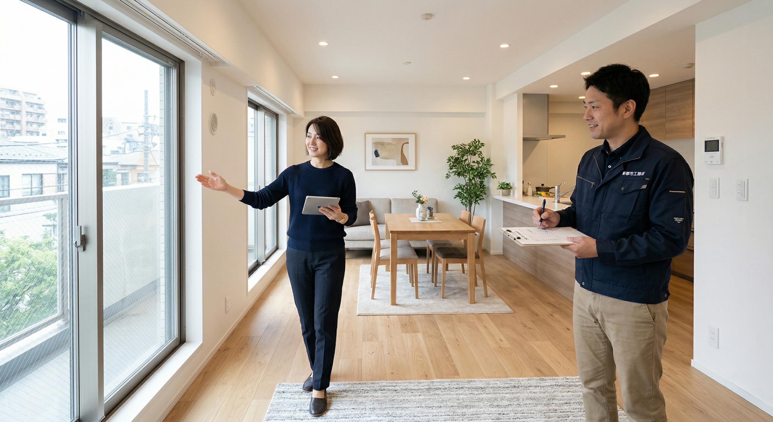 完成した明るく心地よいリビング空間