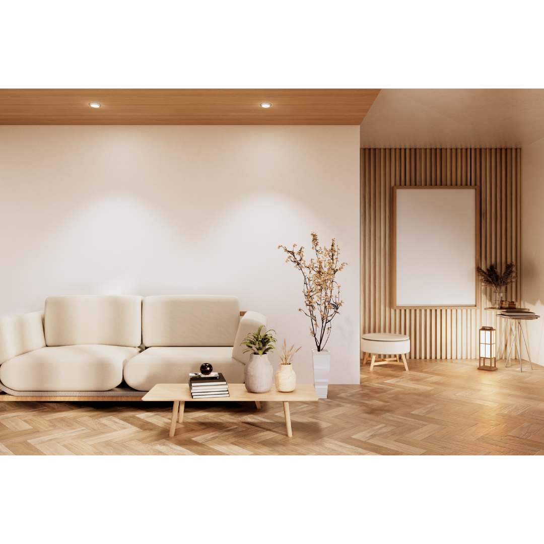 グレージュカラーで統一したジャパンディスタイルのリビング